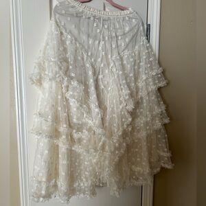 POL Ivory Cream Lace Skirt One Size Midi/Maxi